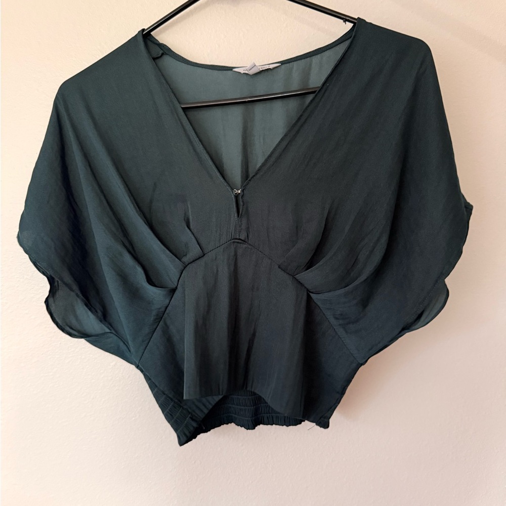 Satin Cropped Blouse With Pleat Detail- Naked Zebra